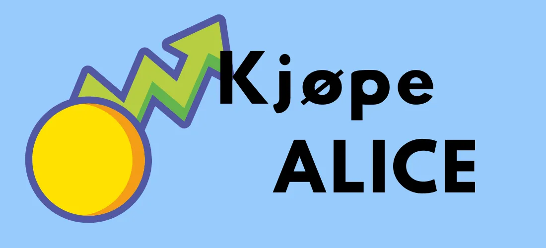 Kjøpe ALICE med illustrasjon av en gul sirkel og en stigende grønn graf på blå bakgrunn.