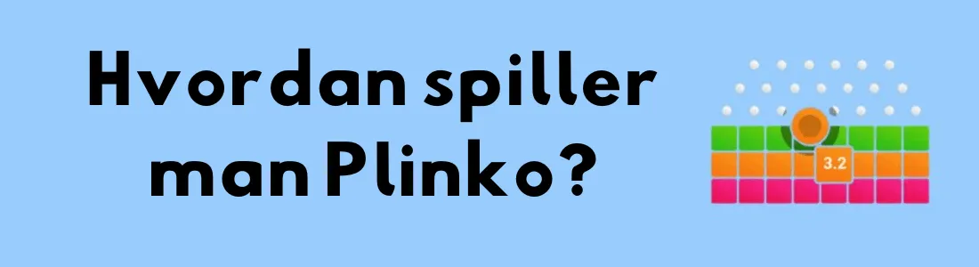 Illustrasjon med teksten "Hvordan spiller man Plinko?" ved siden av et Plinko-brett med en ball som faller mot en verdi.